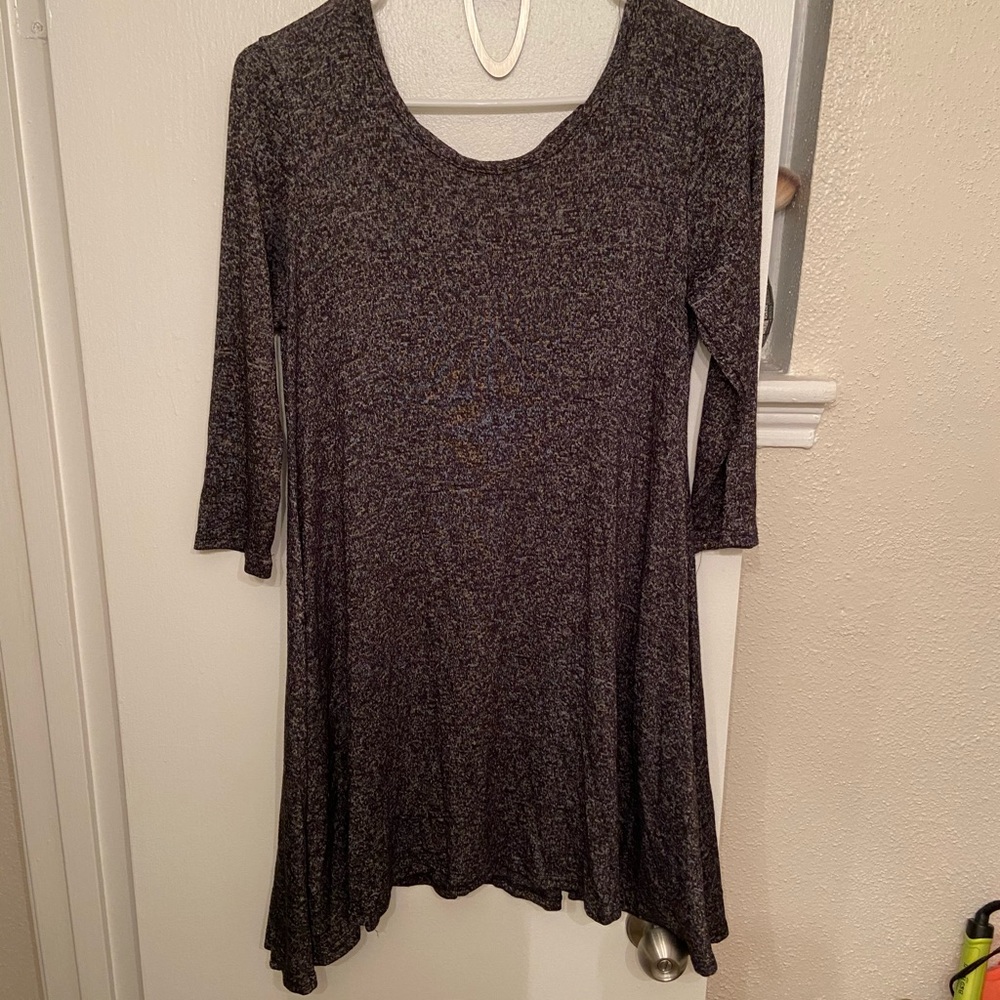 Grey, quarter sleeve sweater dress